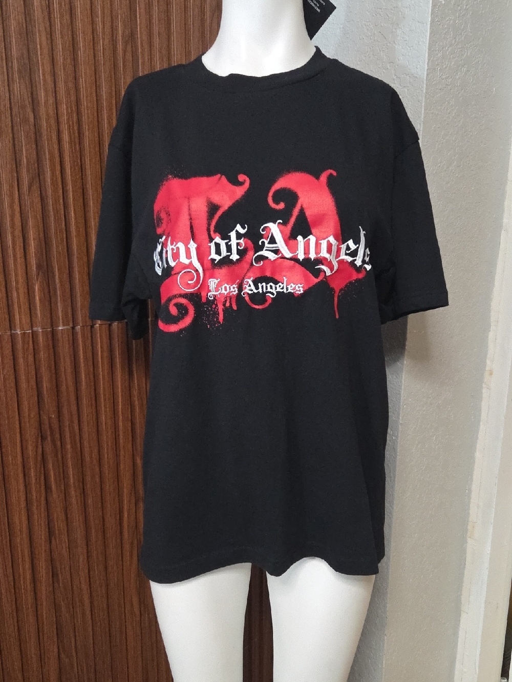 City Los Angeles Dripping Logo Tee Black Graphic TShirt Size M [1188]